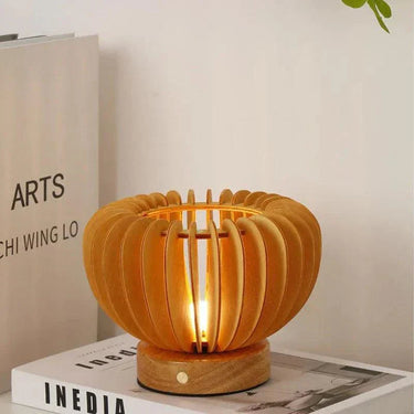 Wooden Table Lamp with Sculptural Design and Touch Controls – Eco-Friendly Bedside Lamp for Living Room and Bedroom 1